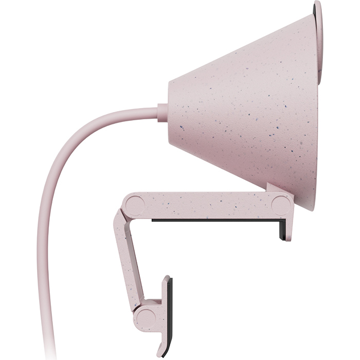 Cámara web Logitech Brio 300 Rosa instalada en monitor