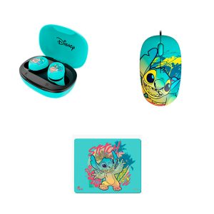combo xtech disney stitch azul mouse audifono mousepad