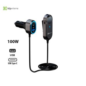 Cargador de auto Klip Xtreme PowerCar 100 conectado en el encendedor del vehículo