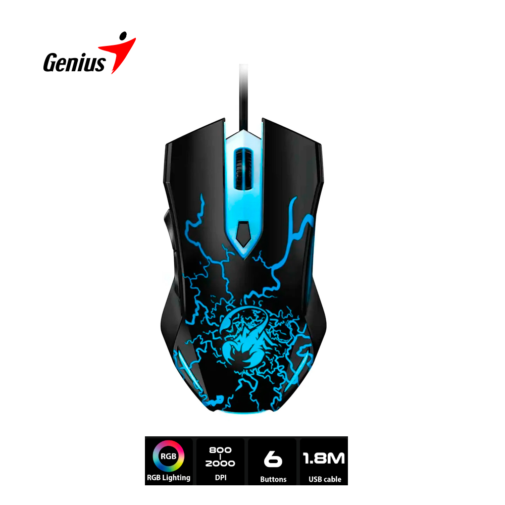 Sensor Genius Mouse Gamer Genius GX Scorpion Spear RGB 2000 DPI | Oficial